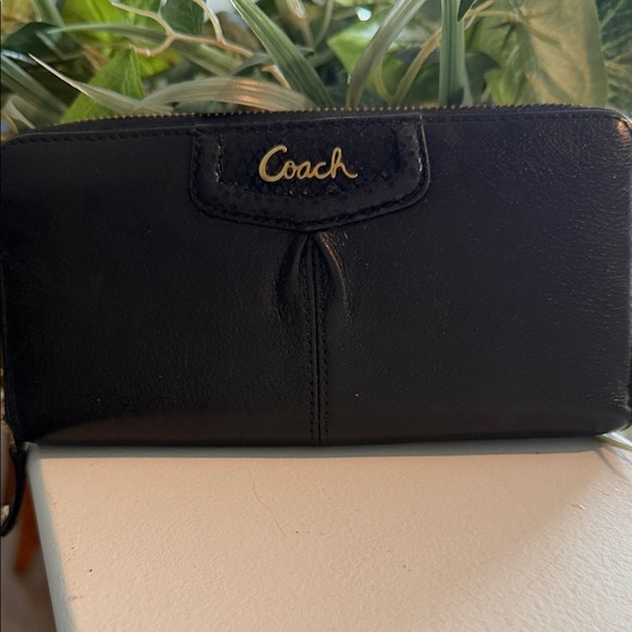 Coach Accessories - Coach Black Leather Zip-Around Wallet